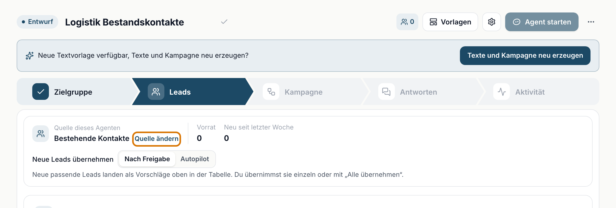 Quelle ändern im Entwurf